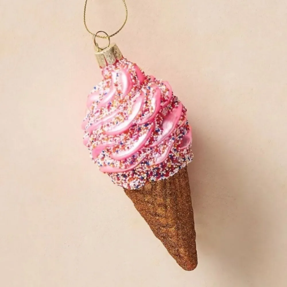 Anthropologie Vondels Ice Cream Cone Ornament Set of Two.